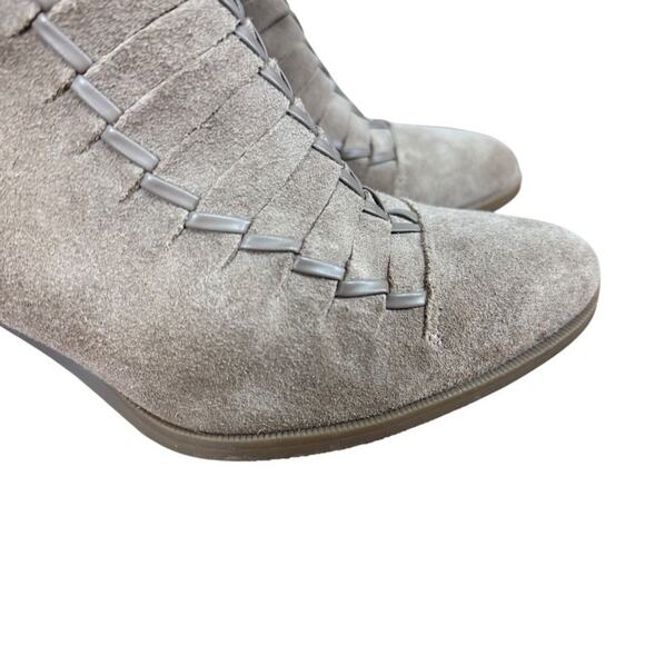 Franco Sarto Destiny Leather Suede Woven Chunky High Heels Shoes Booties sz 9.5 - Picture 13 of 16